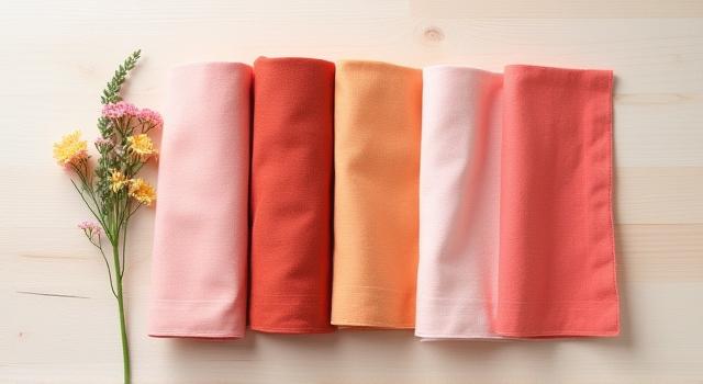 Six piece napkin set dyed with avocado and cochineal