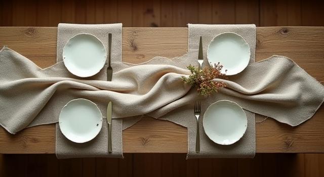 Woven organic cotton and hemp table runner